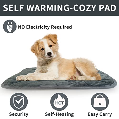 Self Warming Cat Bed Indoor (Small 21.6 x 15.7 inch / Gray)
