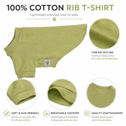 Ribbed Dog T Shirt Cotton Knitted Dog Sweaters for All Season Pet T (XL (for Medium Dog) / Chartreuse)