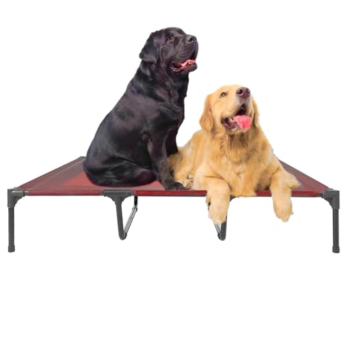 Elevated Dog Bed Waterproof Outdoor (XL (48"L x 36"W x 9"H) / Red)