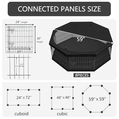 Foldable Metal Dog Exercise Pen (Black / 30''H)