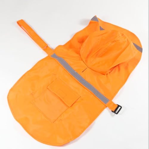 Large Dog Raincoat Adjustable Pet Water Proof Clothes Lightweight Rain Jacket Poncho Hoodies with Strip Reflective (2X-Large (Pack of 1) / Orange)