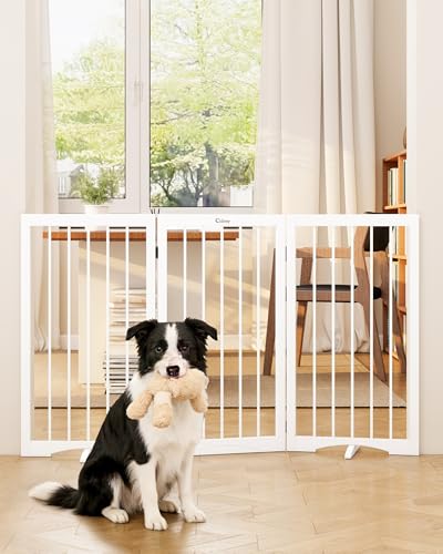 32" Extra Tall Free Standing Dog Gate Indoor (White / 3-Panel, 32"Tall)