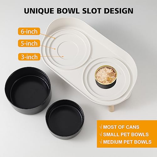 Raised Cat Food and Water Bowl Set (Black / Small)