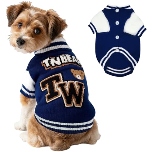 Dog Varsity Sweaters for Medium Dogs (Blue / Medium(5-9lbs))