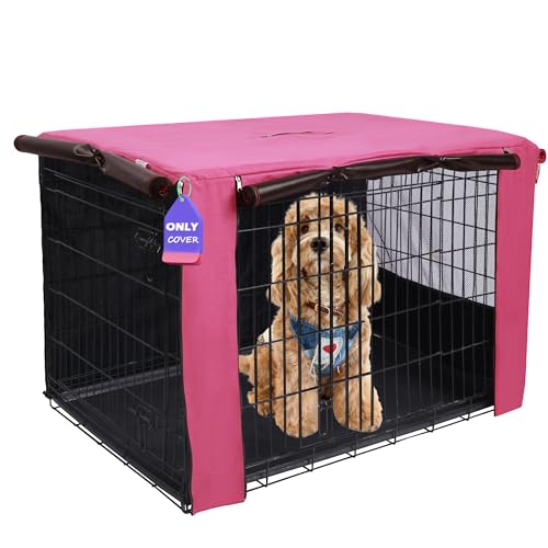 30 Inch Dog Crate Cover with Mesh (30.0"L x 19.0"W x 21.0"H / Pink)