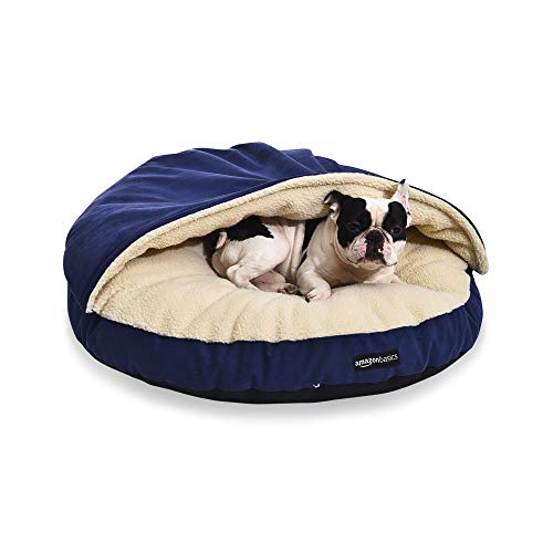 AmazonBasics Pet Cave Bed for Dogs and Cats (Blue / Large (Pack of 1))