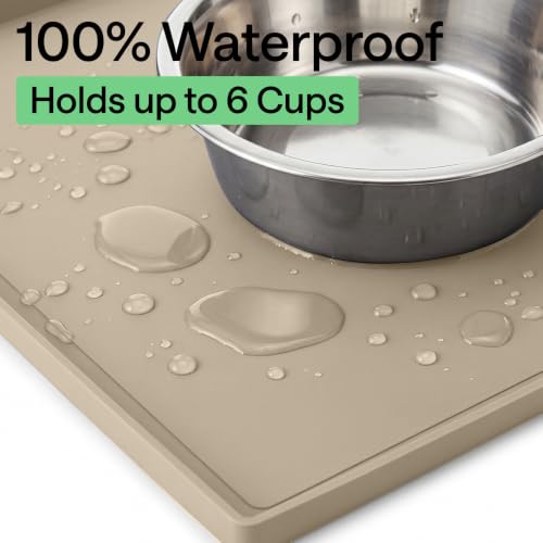 Waterproof Dog Food Mat (Beige / 18" x 12")