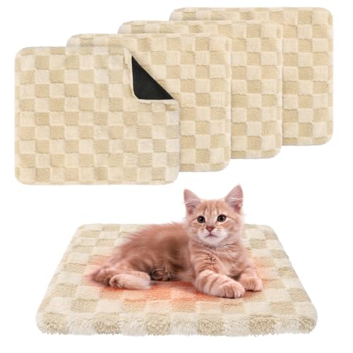 Self Warming Cat Bed (Beige_Furry / 20"L x 16"W x 0.7"Th)