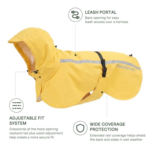 Stretch Fabric Dog Raincoat with Hood (Bright Yellow / X-Large)