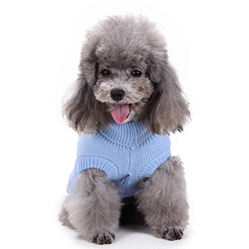 Dog Sweater Soft Warm Turtleneck Knitted Clothes for Small Medium Large Pet (Light Blue / XX-Small)