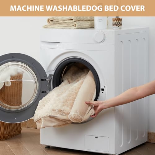 Orthopedic Washable XLarge Dog Bed for Senior Dog Cozy Sleep (42"l x 30"w x 7"th / Beige)