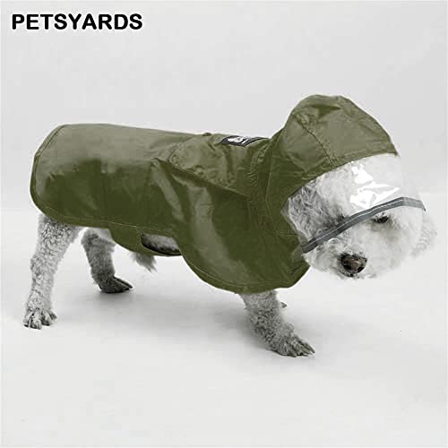 Pet Raincoat Packable Hooded Dog Rain Jacket Reflective Strips Lightweight Adjustable Poncho for Small Medium Large Dogs Army Green XXXL (3XL (Back:28 Inches) / Green)
