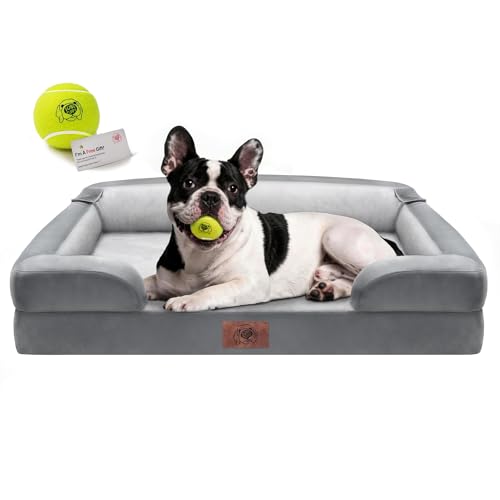Waterproof Orthopedic Dog Bed for Medium Large Sized Dogs (30 x 20 x 3 in / Grey)