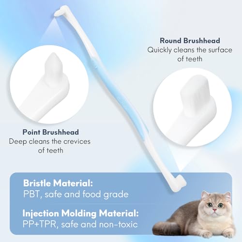 2 Pcs Dual Sided Cat Toothbrush with Micro Brush Head