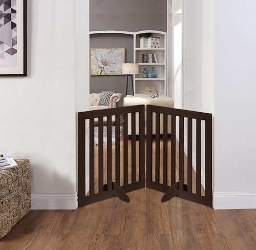24”H Free Standing Pet Gate for Dog Cat (Espresso / 40"W×24"H)