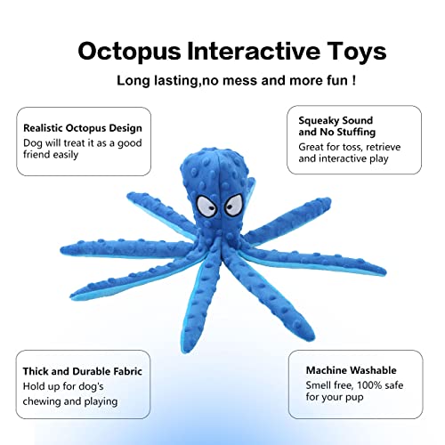 2 Pack Octopus Dog Toys (Blue+Orange)