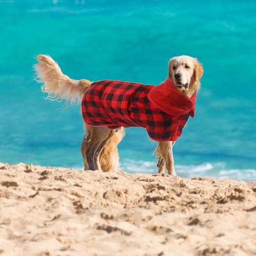 Dog Drying Coat (XX-Large / Red Black Grid)