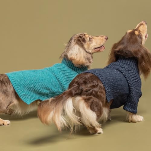 Medium Turtleneck Dog Knitted Sweater (Medium / Steel Blue)