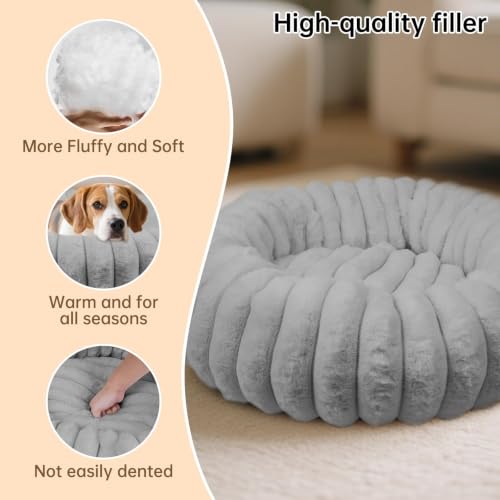Washable Donut Dog Beds Large Sized Dog (Grey / XL(36*36*10))