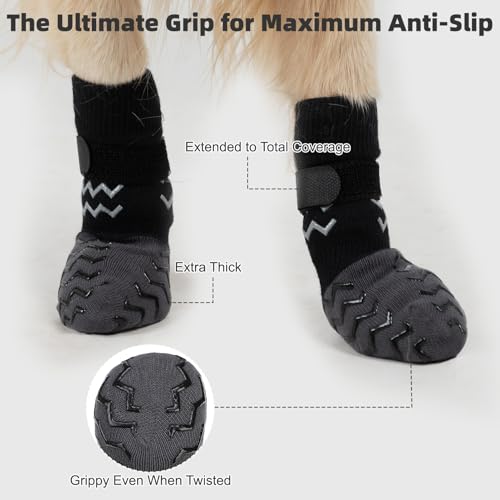 Dog Socks Shoes for Hot Pavement to Prevent Licking Paws (Black / X-Small (Paw Width: 1.8"))