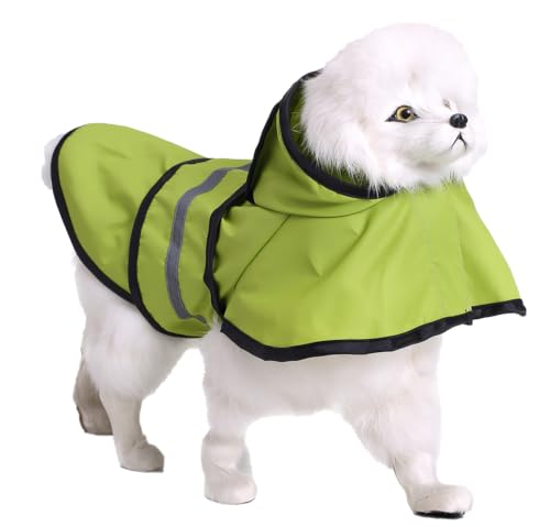 Dog Raincoat Hooded Reflective Waterproof Slicker Poncho (Green / 3XL(33-38 pound))