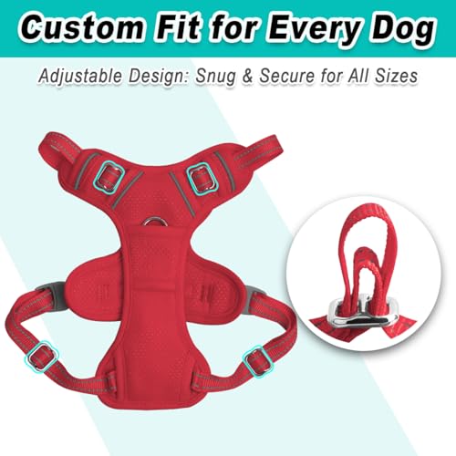 Dog Harness for Small Sized Dog No Pull Mesh 2 Clips Dog Vest (X-Small / Red-Mesh)