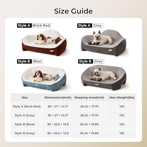 Dog Bed for Medium Sized Dog (Leather-Blue-Light Gray / 36"L x 25.5"W x 12.6"Th)