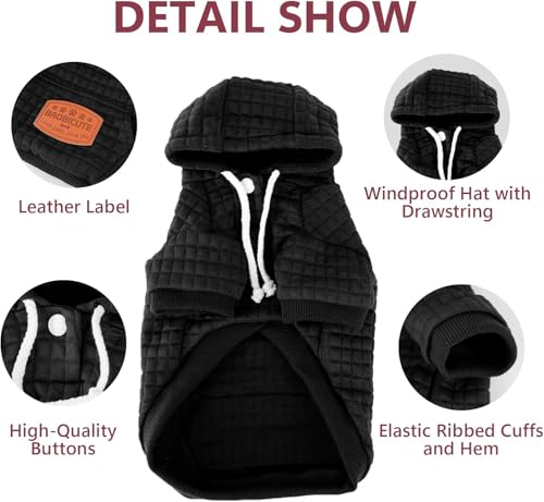 1 Pack Dog Hoodie Sweaters for Small Medium Dogs Warm Dog Clothes for Large Dogs Soft Waffle (Black / S/M (Back: 13",Chest: 18.5", 18-26 bs))
