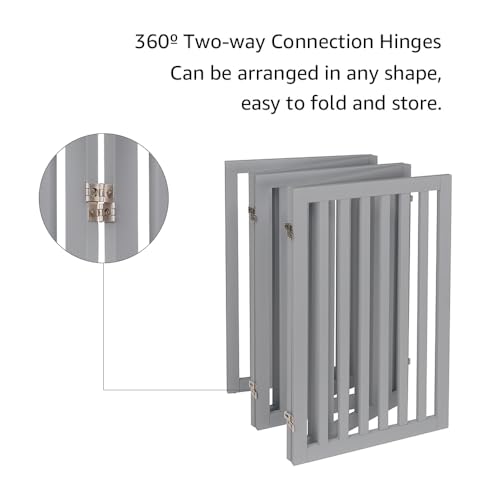 36”H Free Standing Pet Gate for Dog Cat (Gray / 100"W×36"H)