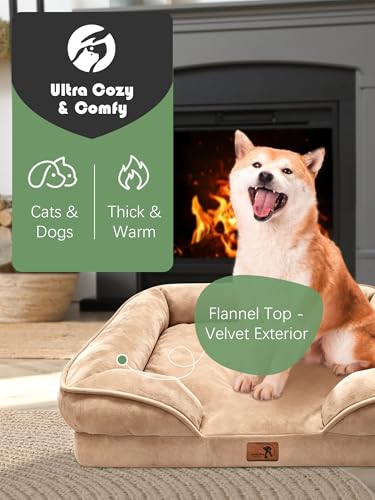 Orthopedic Dog Bed with Sides (28.0"L x 23.0"W x 6.5"Th / Brown)