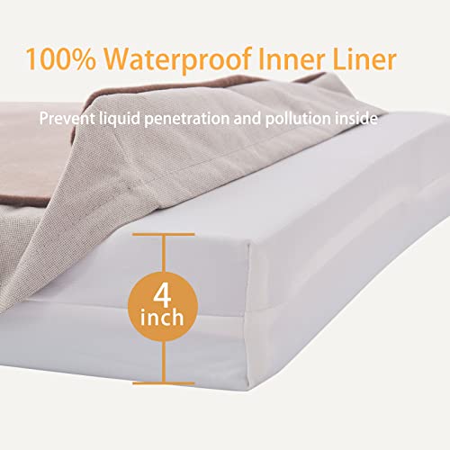 Orthopedic Memory Foam Dog Bed (Khaki Short Plush / X-Large-41"x 29" x 4")