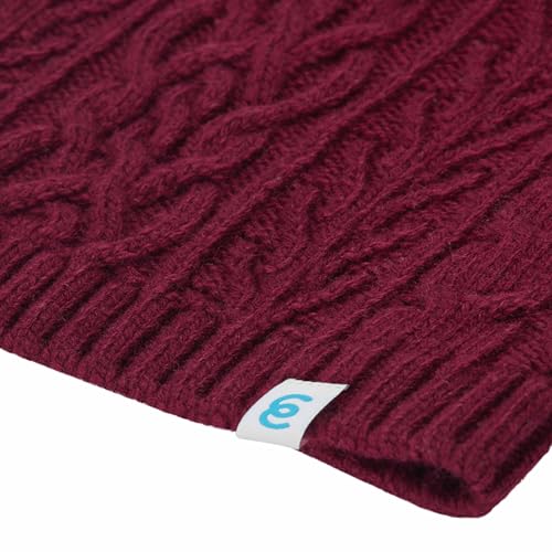 Classic Dog Sweater Wool Blend Cable Knit Pullover Crewneck Winter Clothes in Burgundy (22 inch (Pack of 1) / Burgundy)