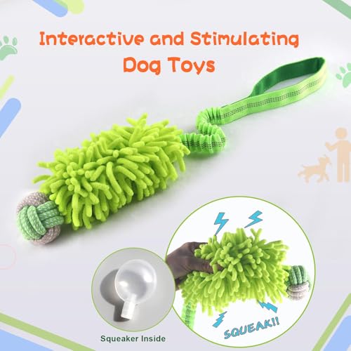 Dog Puppy Toys Dog Squeak Toys Plush Dog Toy with Dog Ropes Knots for Fun and Teeth Cleaning (Green / Dog Bite Ball Toy)