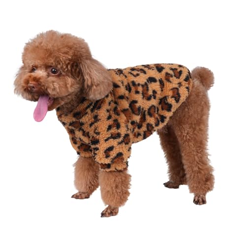 Leopard Print Dog Sweater (Coffee Brown / Small)