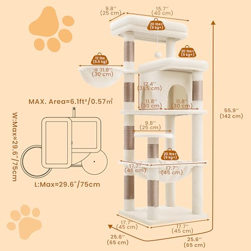Cat Tree 56" Multi (56 inch / Beige)