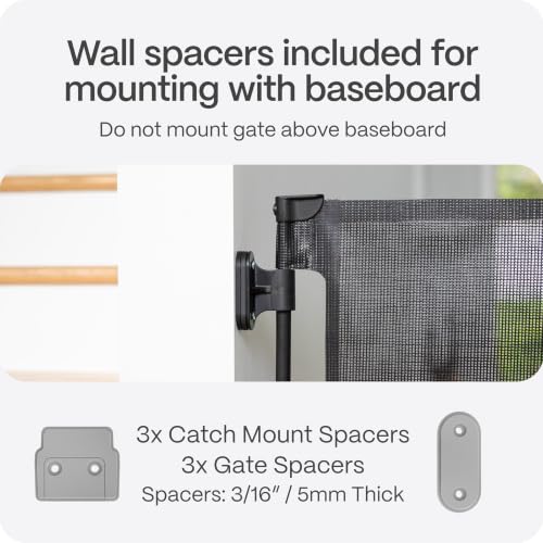 Retractable Baby Gate (Black / 33" Tall x 71" Wide)
