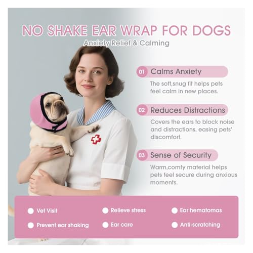 Dog Calming Hoodie Waterproof (Pink / Medium(Head Circle:14"-19",Weight:39-66 lb))