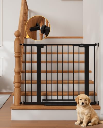 27 36.6 in Wide Baby Gate for Stairs and Doorways (Black / 27-36.6"W x 28"H)