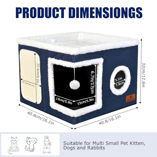 Cat Beds for Indoor Cats (Blue / Single)