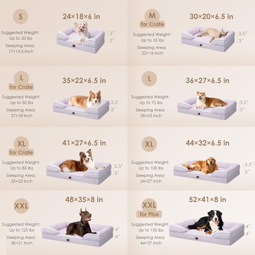 Orthopedic XXL Dog Bed (Lilac / 48.0"l X 35.0"w X 8.0"th)