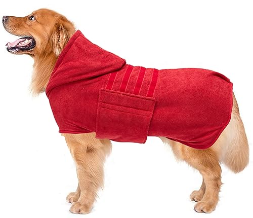 Dog Drying Coats with Hood (Medium / Red(Hood))