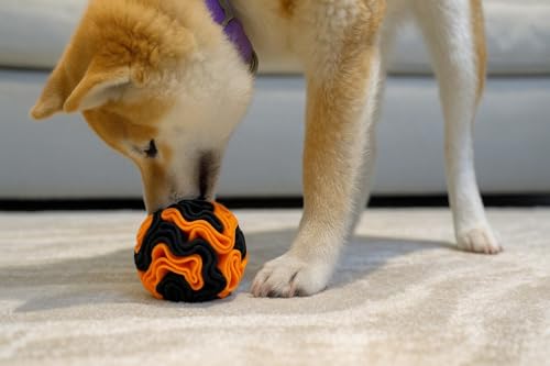 Puppy Small Breed Snuffle Dog Puzzle Ball Toy Orange and Black (Orange and Black / Small)