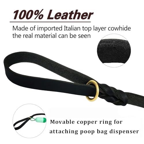 Leather Dog Leash 8ftx1 (8ft x 1/2'' / Black)
