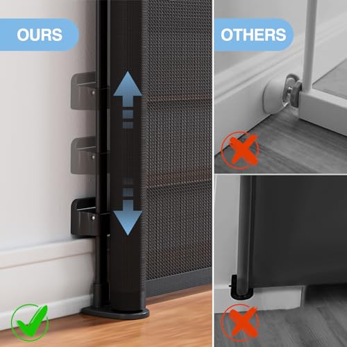 Retractable Baby Gates for Stairs & Doorways (A-black / 34" Tall x 54" Wide)