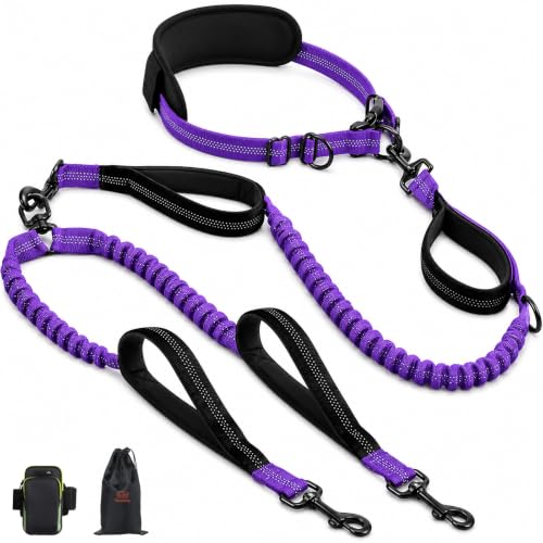 Hands Free Double Dog Leash (Purple)