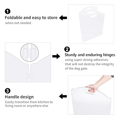 Clear Acrylic Freestanding Dog Gates for the House (3 Panel - 60''W x 24''H)