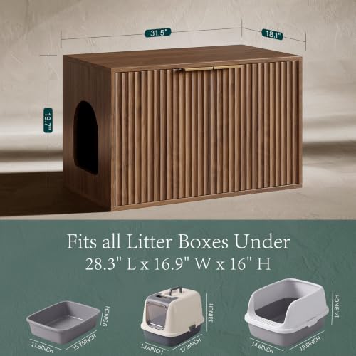 31.5" Cat Litter Box Enclosure Furniture (Walnut)