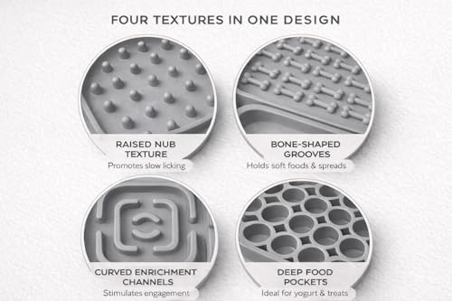 Hearth & Paw Silicone Lick Mat for Dogs Slow Feeder & Enrichment Mat (Gray)