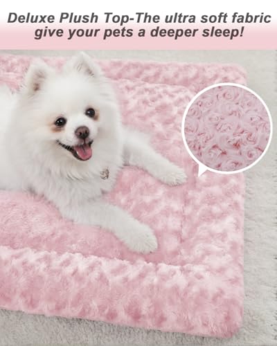 Washable Dog Bed Mat Large Size Fluffy Pet Crate Pad 48x30 XXL (Pink / 48.00" x 30.00" x 1.50")