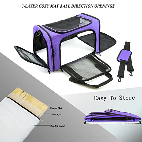 Soft Sided Carrier for Small Medium Cats Dogs (20.0"L x 13.0"W x 13.0"H / Purple)